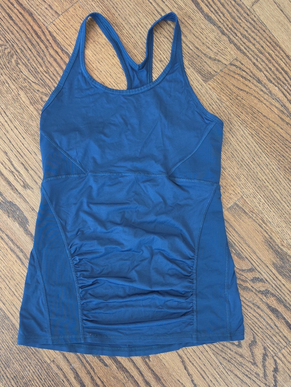 Athleta Deep Blue Racerback Tank with Ruched Front